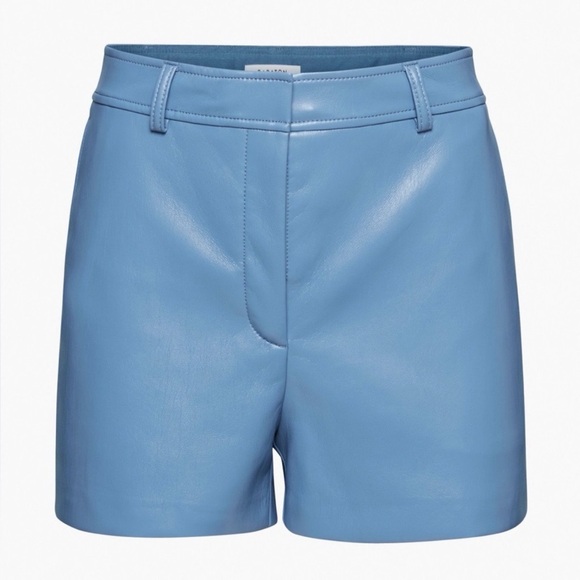 Babaton By Aritzia Vegan Leather Blue Shorts - Picture 2 of 8